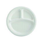 Assiette en bagasse 23 cm, 3 compartiments, sans PFAS (500 pièces par carton)